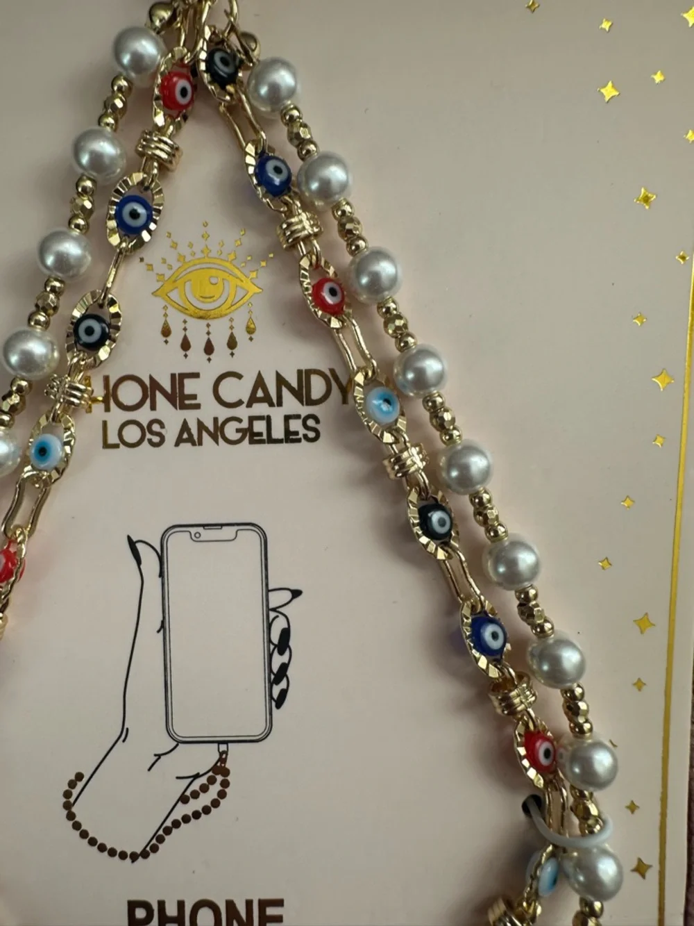 NEW Phone Candy Los Angeles Pearl & Evil Eye Phone Charm